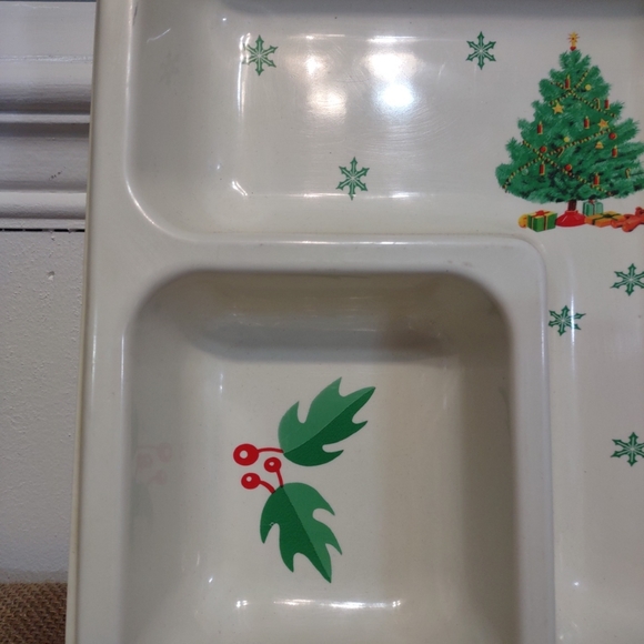 Art Form Ind Christmas Tree Chip Dip Rigid Plastic Divided Serving Tray Vintage - Picture 10 of 13